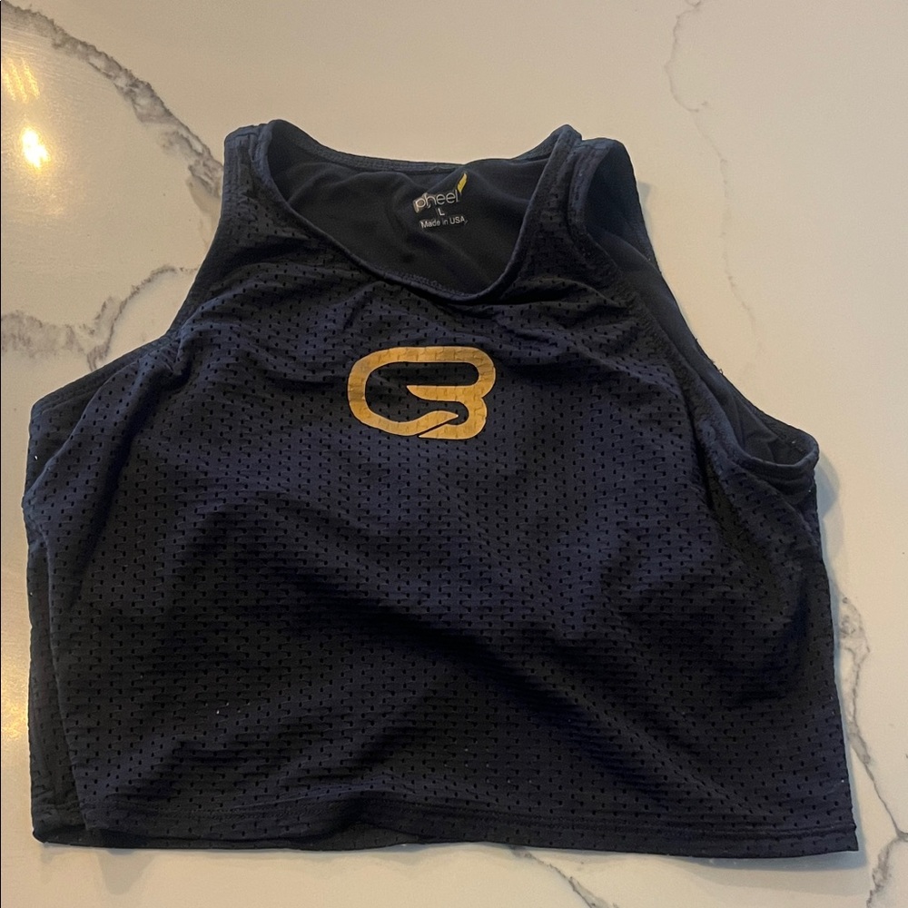Cyclebar Black Crop Top with Gold Logo
